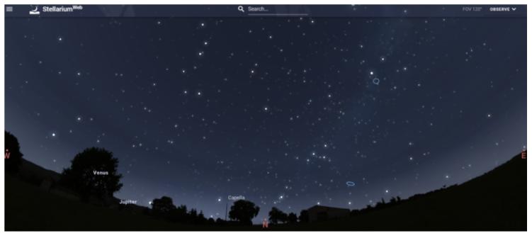 Image de la page de Stellarium web